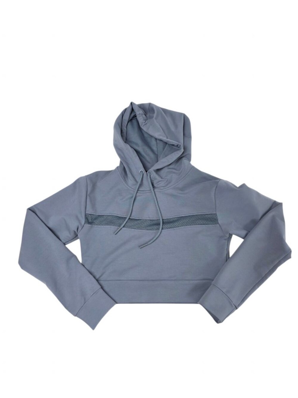 Ryderwear Cropped Long Sleeve Hoodie, Pullover, Blue, Mesh Panel, Size Small
